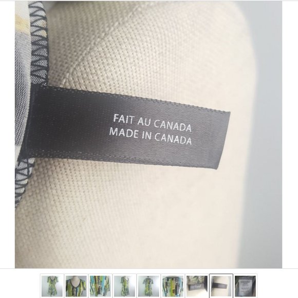 Jean Vincent Women sz S Tunic Shirt Flowy Green blue w/ graphics Made in Canada - Picture 8 of 9